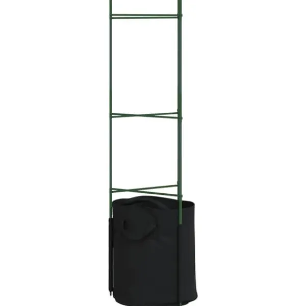 Tomatburar med växtpåsar - Justerbart stålstöd för tomater och vinrankor | Färg: Grön | Storlek: 116 cm | 4 st