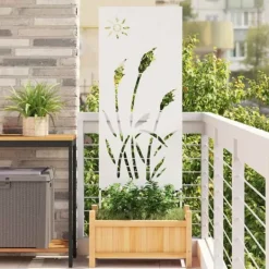 Clearance Trädgårds integritetsskärm Vit 50 x 140 cm Kallvalsat stål Krukor & Växtbehållare