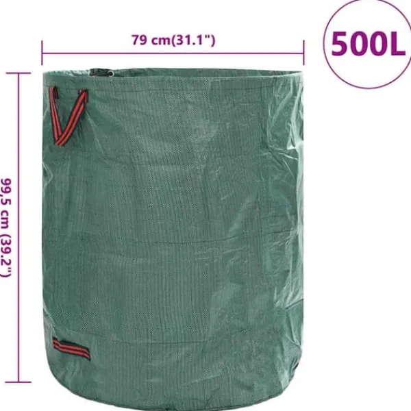 Discount Trädgårdsavfallskassar med handtag - Fällbara runda 4 st | Färg: Grön | Storlek: 500 L Trädgårdskorgar