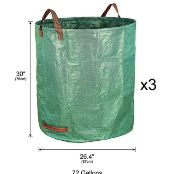Online Trädgårdsavfallspåse - 272L - Solid PE - 3 stycken - Grön Trädgårdskorgar