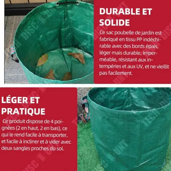 Online Trädgårdsavfallspåse - TD - 80cm x 100cm - Fällbar - Hållbar - 500L Trädgårdskorgar