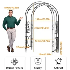Best Trädgårdsbåge & Spaljé - Gotisk Portal - 216 cm Hög - Pulverlackerat Järn - För Klätterväxter & Bröllop - Utomhus - Svart Valvbågar, Spaljéer, Bersåer & Pergolor