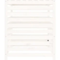 Trädgårdskompost av massiv furu - Hög kapacitet med praktiskt lock | Storlek: 82,5x82,5x99,5 cm | Färg: Vit Kompostering