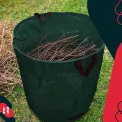 Trädgårdskorg för löv och gräs, rund, hopfällbar, stor, 635 l, set om 2