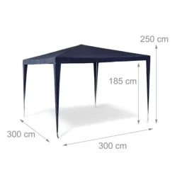 Trädgårdspaviljong, 2,5 x 3 x 3 m, blå