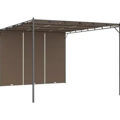 Discount Trädgårdspaviljong med draperier 4x3x2,25 m taupe Valvbågar, Spaljéer, Bersåer & Pergolor
