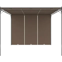 Discount Trädgårdspaviljong med draperier 4x3x2,25 m taupe Valvbågar, Spaljéer, Bersåer & Pergolor