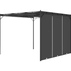 Trädgårdspaviljong med draperier 3x3x2,25 m antracit - Solskydd - Sol Skydd - Home & Living