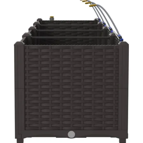 Online Trädgårdsplanterare med inbyggt bevattningssystem - Hållbar och stilren | Färg: Brun | Storlek: 160x40x37.5 cm Planteringsbänkar