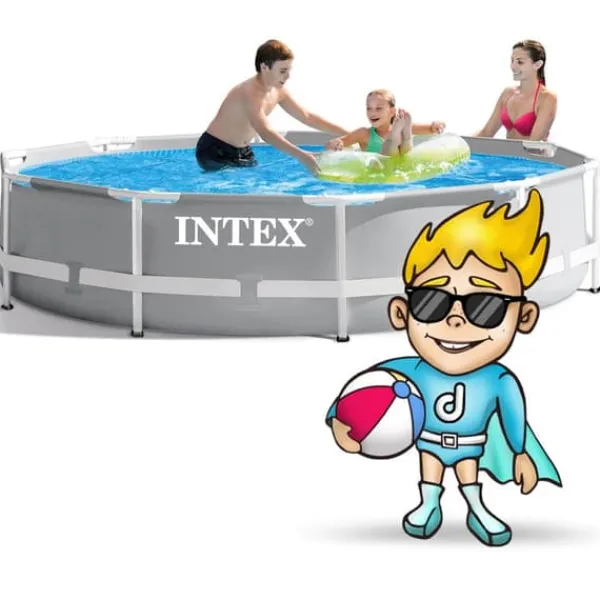 Trädgårdspool i ram 305 x 76 cm 15-i-1 INTEX 26702 + bubbelmaskin GRATIS