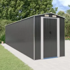 Hot Trädgårdsskjul antracit 192x772x223 cm galvaniserat stål Skjul, Garage & Carports