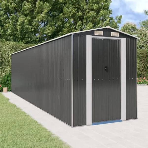 Hot Trädgårdsskjul antracit 192x772x223 cm galvaniserat stål Skjul, Garage & Carports