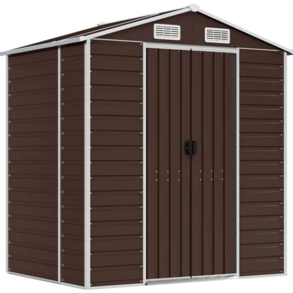 vidaXL Trädgårdsskjul brun 191x130x198 cm galvaniserat stål