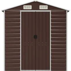 Clearance Trädgårdsskjul brun 191x215x198 cm galvaniserat stål Skjul, Garage & Carports