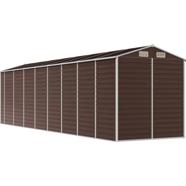 Discount Trädgårdsskjul i galvaniserat stål - Förvaringslösning | Färg: Brun | Storlek: 191x725x198 cm Skjul, Garage & Carports