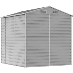 Discount Trädgårdsskjul i galvaniserat stål - Förvaringslösning | Färg: Ljusgrå | Storlek: 191x215x198 cm Skjul, Garage & Carports