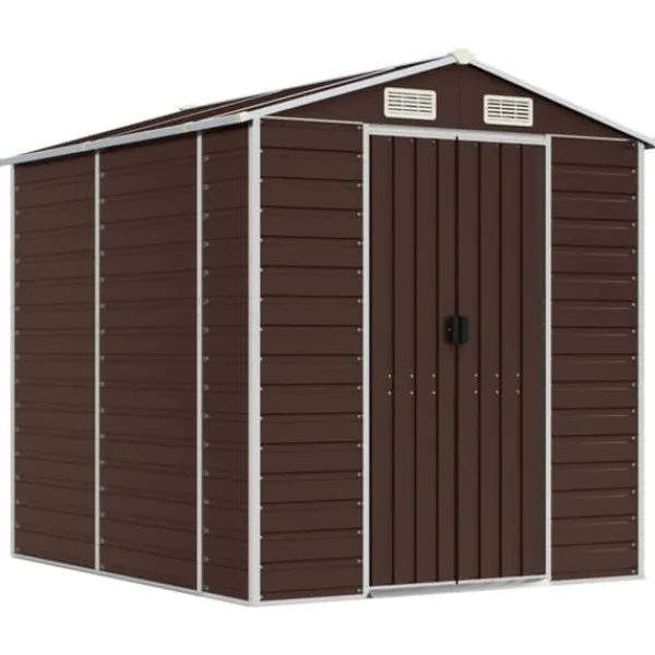 Discount Trädgårdsskjul i galvaniserat stål - Förvaringslösning för verktyg | Färg: Brun | Storlek: 191x215x198 cm Skjul, Garage & Carports