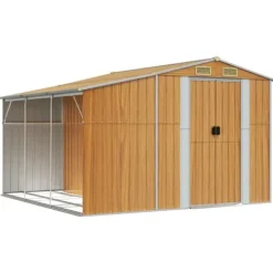 Outlet Trädgårdsskjul ljusbrun 277x279x179 cm galvaniserat stål Skjul, Garage & Carports