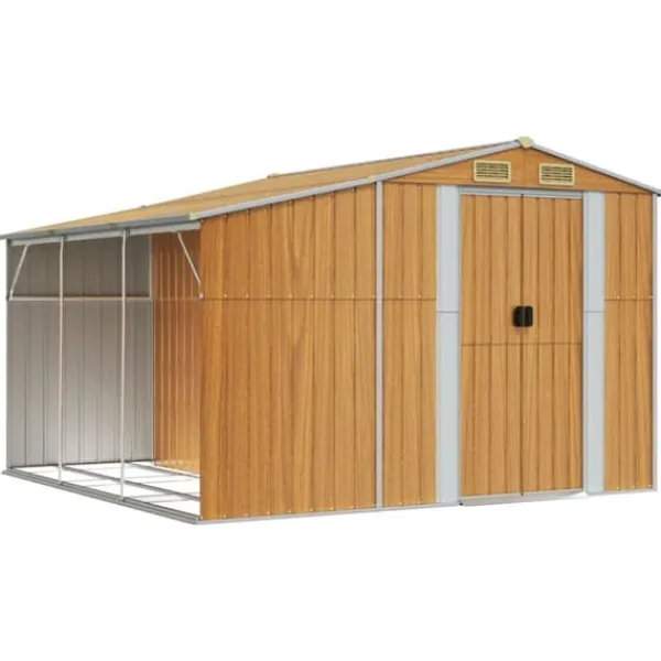 Outlet Trädgårdsskjul ljusbrun 277x279x179 cm galvaniserat stål Skjul, Garage & Carports