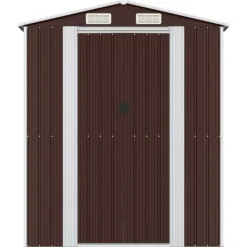 vidaXL Trädgårdsskjul mörkbrun 192x855x223 cm galvaniserat stål