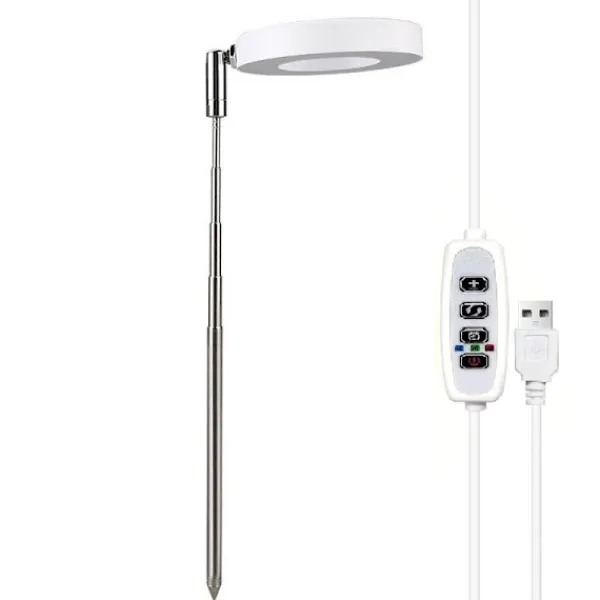 New 3.5-tums Vit Varm Ljus 5W Justerbar Växtlampa med USB & Timer Kit För Växt- & Örtplantering