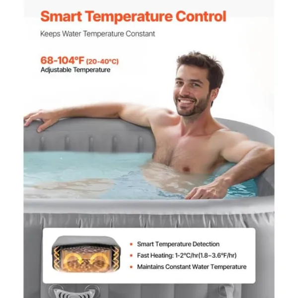 Uppblåsbar Bubbelpool, 4-6 Personer, 1850x660mm, Kvadratisk, Bärbar Utomhusspa