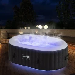 Hot Uppblåsbar bubbelpool för 6 personer – 196 x 196 x 66 cm – 87 AirJets – Vit Spa & Utomhusbad
