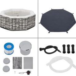 Sale Uppblåsbart spabad Carosino stenkänsla Ø195x70 cm för 5 personer [pro.tec] Spa & Utomhusbad