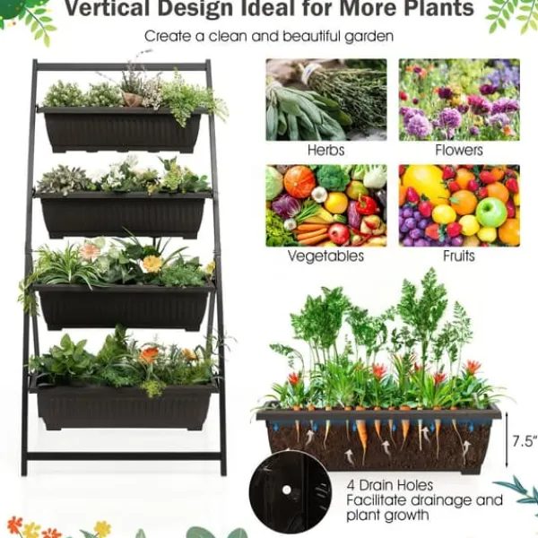 Discount Upphöjd odlcmgslåda, 30x28x63cm, svartbrun Växtställ