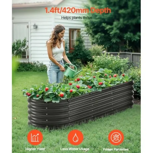 Outlet Upphöjd odlingsbädd, 199x59,5x42 cm, mörkgrå, metall Planteringsbänkar
