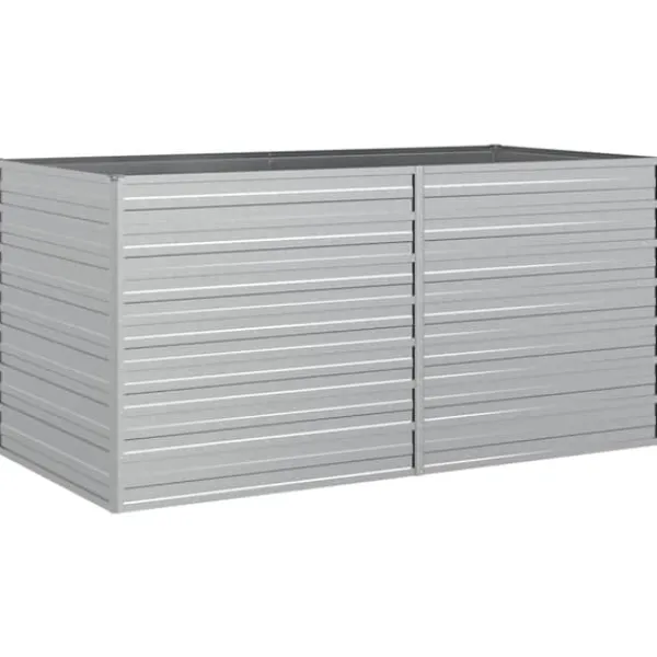 Clearance Upphöjd odlingslåda i galvaniserat stål - Planteringslåda | Färg: Silver | Storlek: 160x80x77 cm Planteringsbänkar