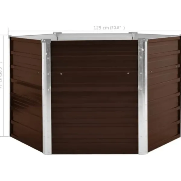 Discount Upphöjd odlingslåda i galvaniserat stål | Färg: Brun | Storlek: 129x129x77 cm Planteringsbänkar