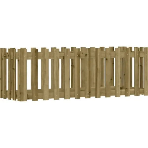 Upphöjd odlingslåda i impregnerad furu - Trädgårdslåda med staket-design | Storlek: 150x50x50 cm