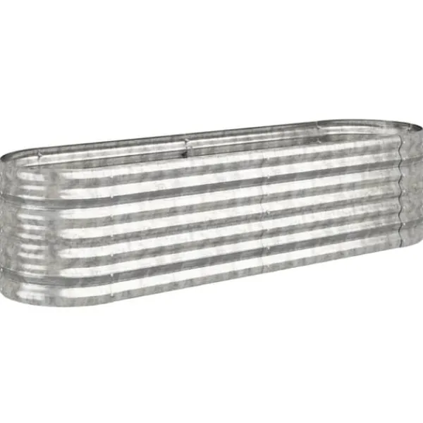 Upphöjd odlingslåda i pulverlackerat stål | Storlek: 152x40x36 cm | Färg: Silver