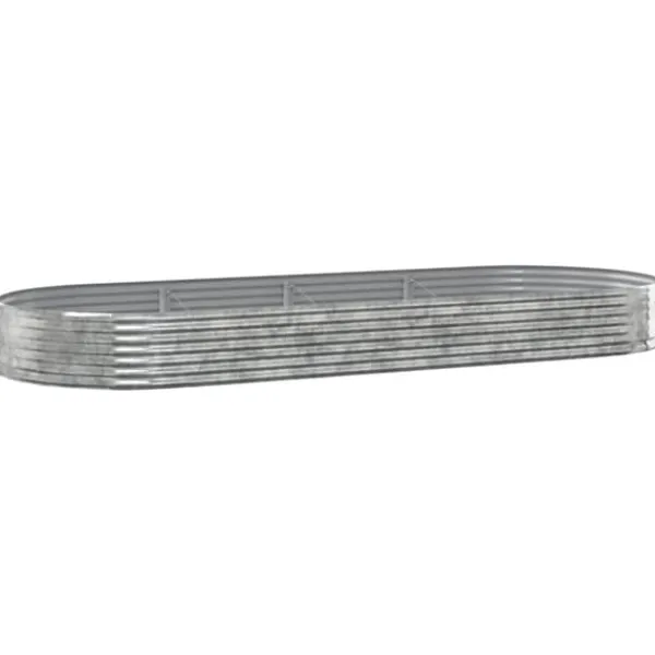 Upphöjd odlingslåda i pulverlackerat stål | Storlek: 373x140x36 cm | Färg: Silver