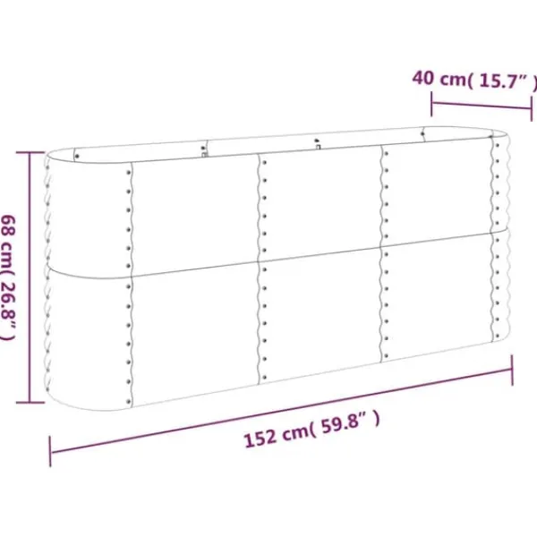 Discount Upphöjd odlingslåda i pulverlackerat stål - Trädgårdsbänk | Färg: Antracit | Storlek: 152x40x68 cm Planteringsbänkar
