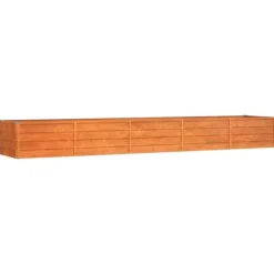 Upphöjd odlingslåda i rosttrögt stål - Långvarig och hållbar | Storlek: 400x80x45 cm | Färg: Brunt