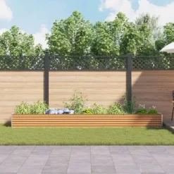 vidaXL Upphöjd odlingslåda Ljusbrun 390 x 50 x 36 cm Galvaniserat Stål