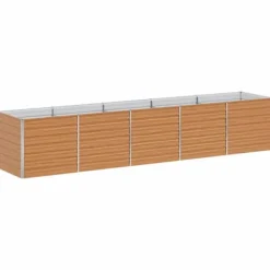 Clearance Upphöjd odlingslåda Ljusbrun 400 x 80 x 77 cm Galvaniserat Stål Planteringsbänkar
