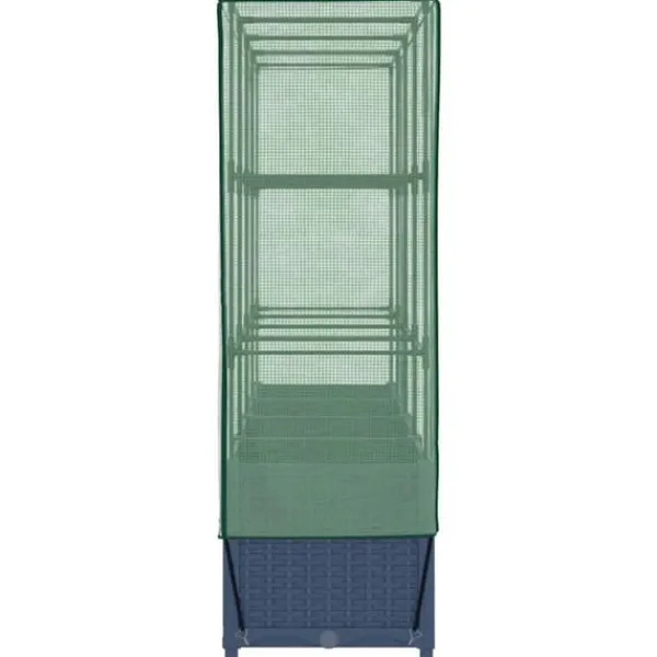 Upphöjd odlingslåda med växthusöverdrag - Rottinglook | Storlek: 160x40x138 cm