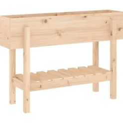 Upphöjd odlingslåda på ben i massiv furu | Storlek: 101x30x69 cm | Färg: Naturlig träfinish Planteringsbänkar
