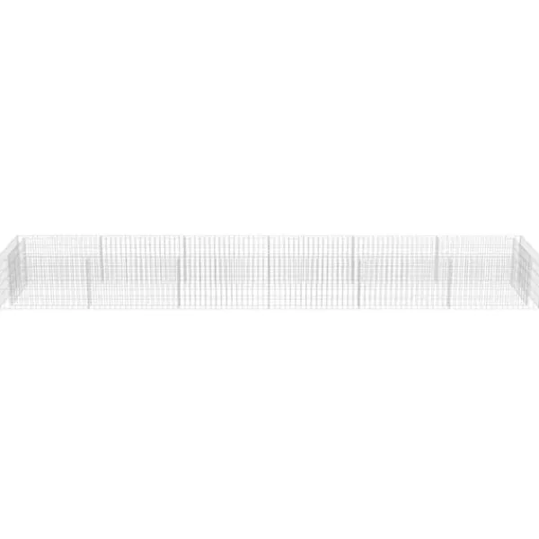 Upphöjd planteringsgabion av galvaniserat stål - Trädgårdsgabion | Storlek: 540x90x50 cm | Färg: Silver