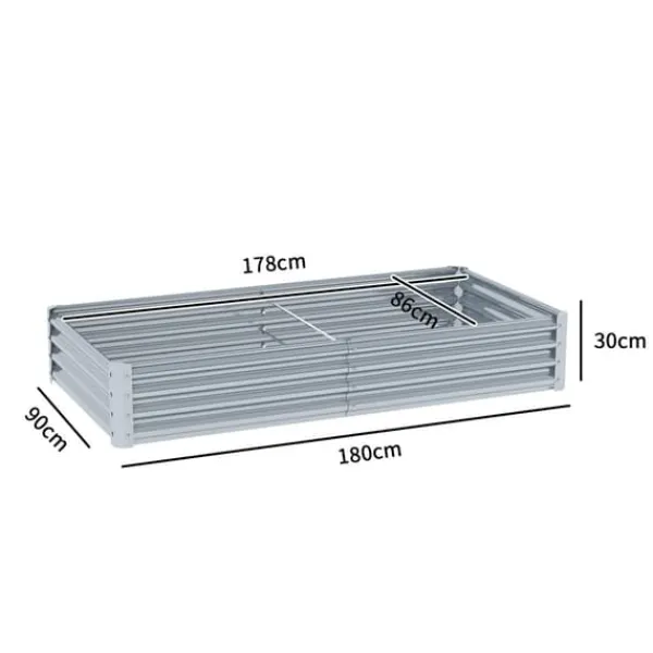 Clearance Upphöjd planteringslåda, 180x90x30 cm, Silver Planteringsbänkar