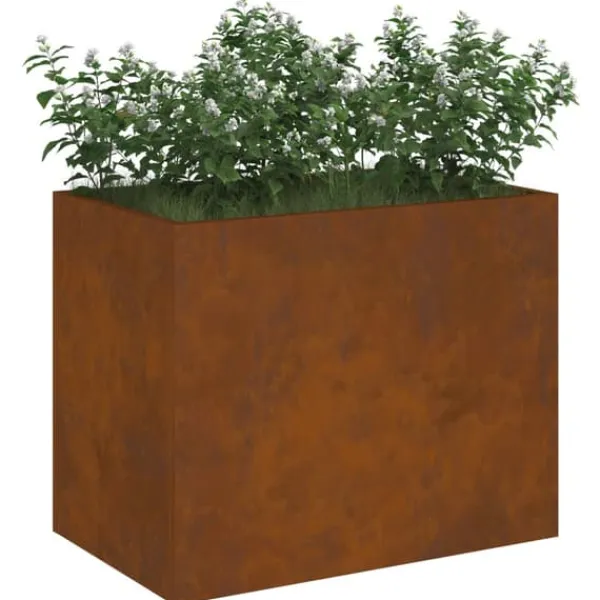 Clearance Urbana Trädgårdsplanterare i Väderbiten Stål | Storlek: 50x32x40 cm | Färg: Brun Krukor & Växtbehållare