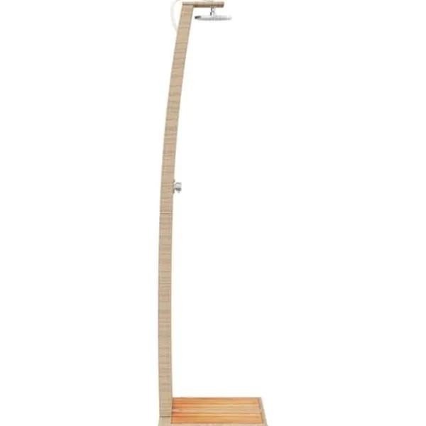 Online Utedusch i konstrotting med akaciaträ - Trendig trädgårdsdusch | Färg: Beige | Storlek: 55x60x224 cm Spa & Utomhusbad