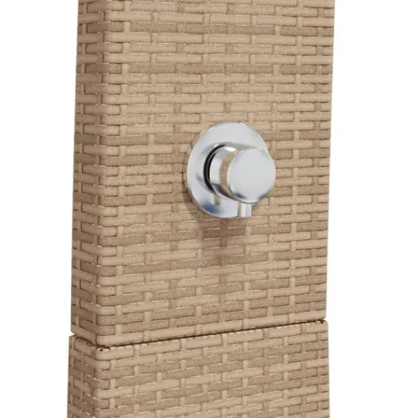 Online Utedusch i konstrotting med akaciaträ - Trendig trädgårdsdusch | Färg: Beige | Storlek: 55x60x224 cm Spa & Utomhusbad