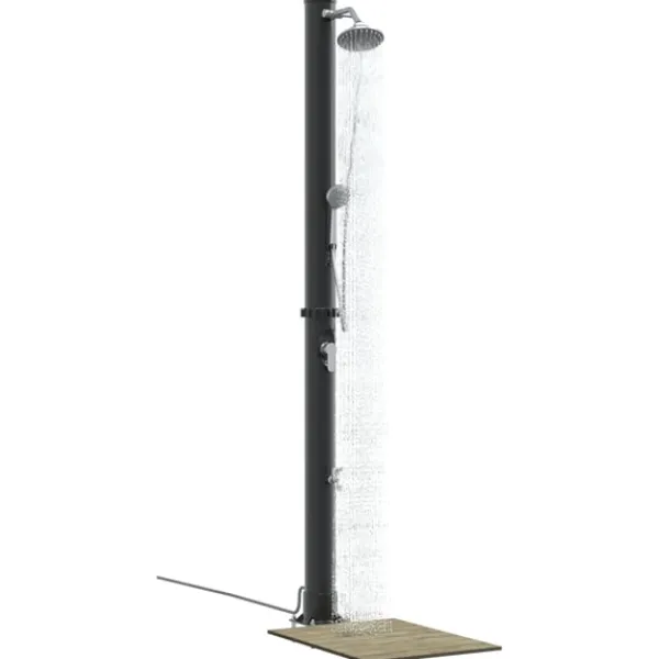 Utomhus Solardusch Svart 217 cm PVC och Aluminium Spa & Utomhusbad