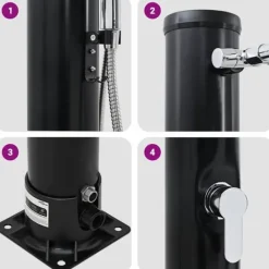Utomhus Soldusch med Handdusch - Modern och Robust | Höjd: 217 cm | Volym: 20 L