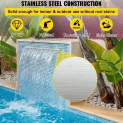 Vattenfallutlopp, 60x26x8 cm, Silver, Rostfritt stål