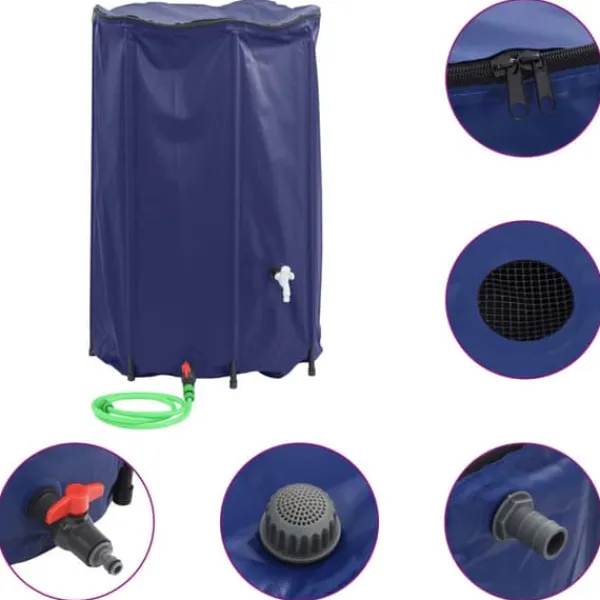 vidaXL Vattentank med kran vikbar 1000 L PVC